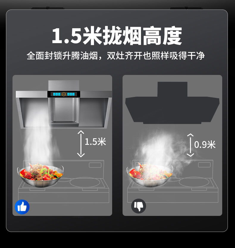 G22恒峰变频油烟机1.5米拢烟高度 G22恒峰变频油烟机1.5米拢烟高度