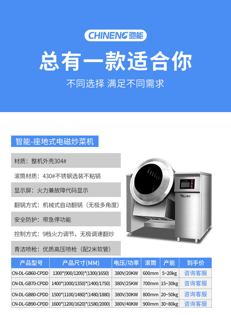 G22恒峰炒菜机产品参数1 G22恒峰炒菜机产品参数1